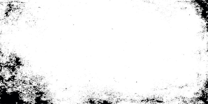 High contrast white grunge texture border background with distressed black grain versatile texture mimics the look of weathered vintage effect.