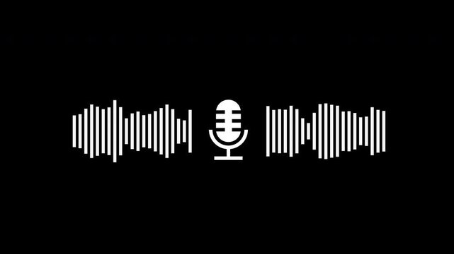 Microphone Audio Spectrum Visualizer Animation with Sound Wave Equalizer, Neon Music Frequency Bars, Dynamic DJ podcast.