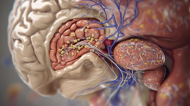 Gut&ndash;brain axis in Parkinson&rsquo;s disease with vagus nerve link and alpha-synuclein spread arrows.
