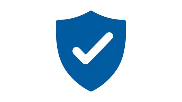 Visual animation of a blue shield icon with a white checkmark representing security and protection concepts