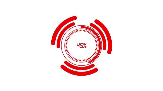 Red circular loading indicator displays one percent completion on white background