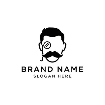 Elegant Gentleman Logo - A Monocled Man with a Distinguished Moustache.