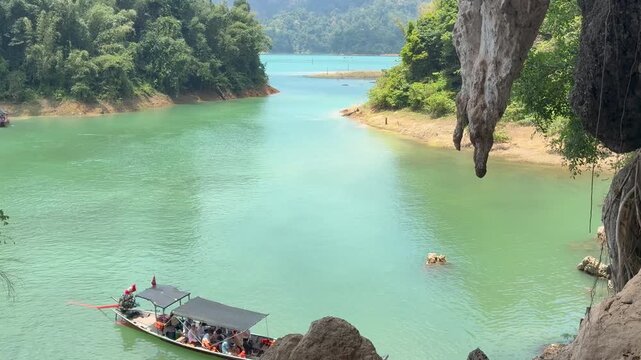 Beautiful limestone cliffs and the lake view at Kao Sok National park in Thailand