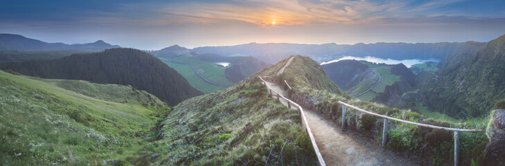 Naklejka premium Mountain landscape Ponta Delgada island, Azores