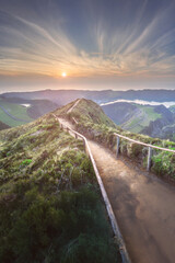 Naklejka premium Mountain landscape Ponta Delgada island, Azores