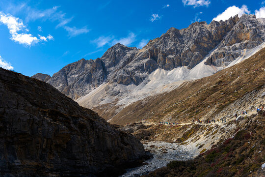 The last Shangri La, Yangmaiyong (or Jampayang in Tibetan) mountain peak in Yading, Daocheng County, Sichuan Province, China.