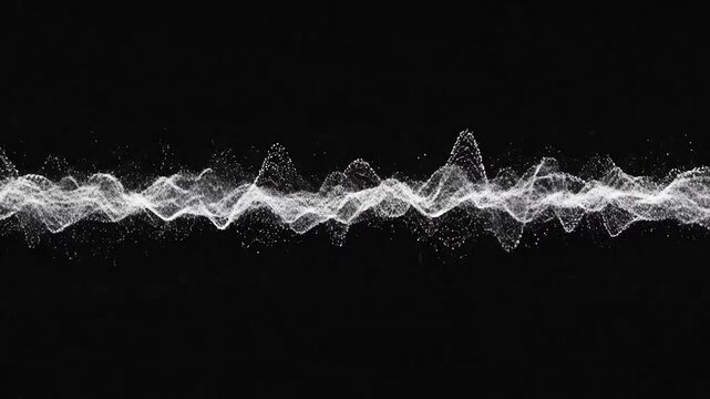 Abstract flowing wave of particles on a dark background