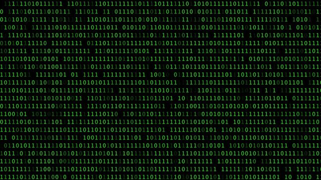 Cyber neon green binary text data flow technology and programming background video 4k 30fps