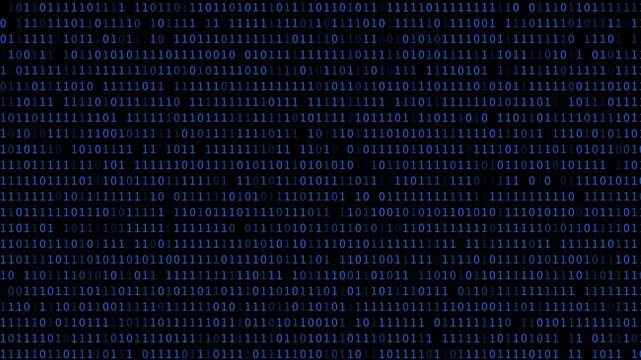 Cyber blue binary text data flow technology and programming background video 4k 30fps