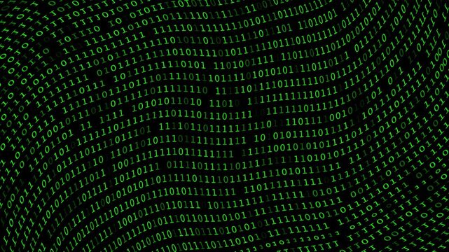 Cyber neon green binary text data flow technology and programming background video 4k 30fps