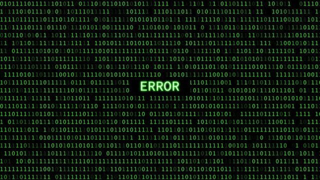 Cyber neon green error binary text data flow technology and programming background video 4k 30fps