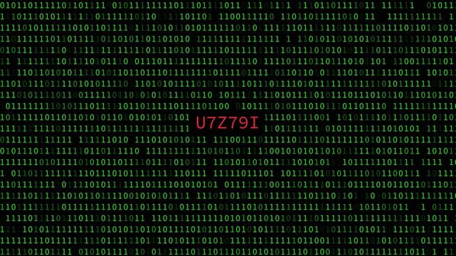 Cyber red 6 random digit code binary text data flow technology and programming background video 4k 30fps