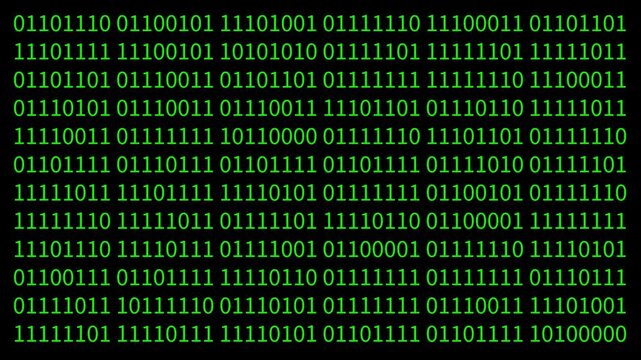 Cyber neon green binary text data bundle technology and programming background video 4k 30fps