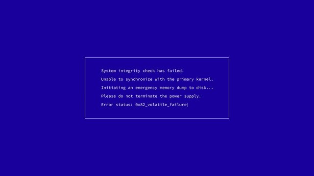 Blue screen system error background text in the frame video 4k 30fps