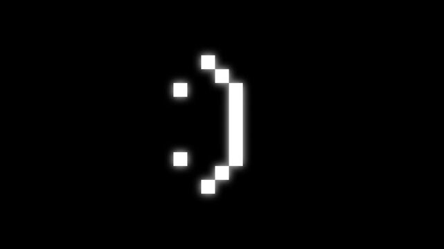 8-bit pixel art retro smile talking text emoji Icon looped animation video 4k 30fps