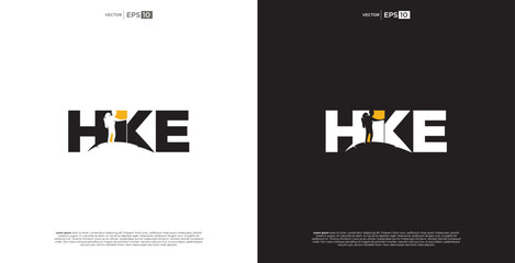 Modern typography logo design for hiking and outdoor adventure with a mountain climber © Angkringan