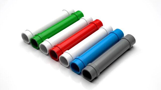 Colorful pipes on white background.