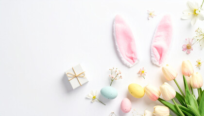 Easter Bunny Ears with Eggs and Tulips