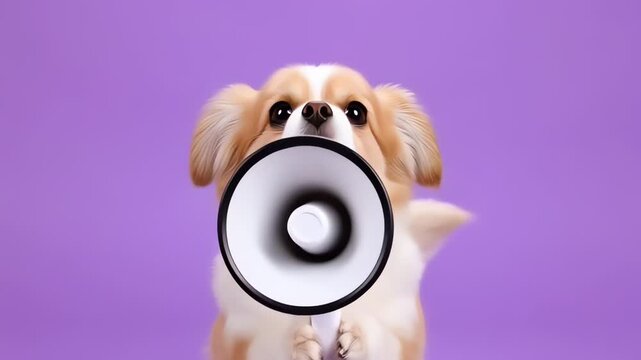 Funny Dog Making an Announcement with a Bullhorn