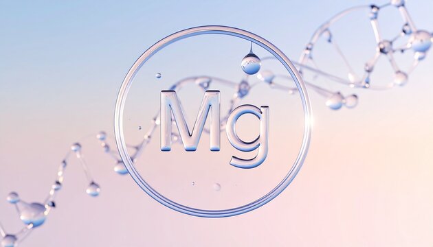 Magnesium Element Conceptual Illustration for Health and Wellness Molecular Structure Light Background.