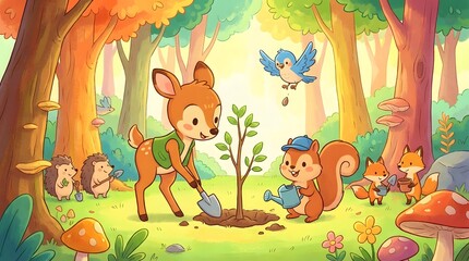 Fototapeta premium animals plant three to save the world