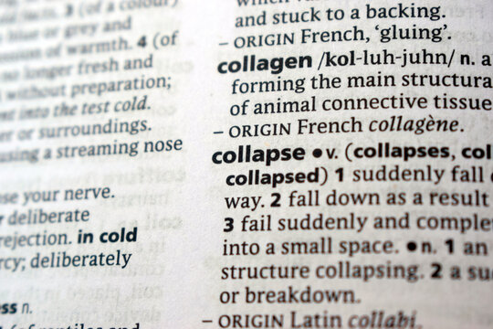 Detail Of English Dictionary Page And Word Pronunciation Of - collapse