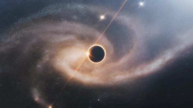 Cinematic Animation of a Supermassive Black Hole Swirling in Deep Space.