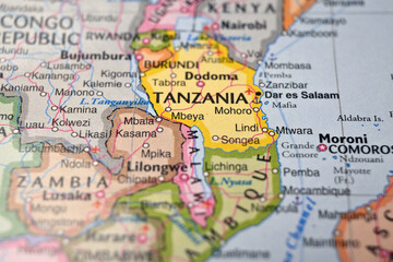 Obraz premium Mbeya Tanzania – Map Location with Blurred Background