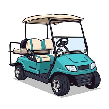 Flat Design Golf Buggy, Cartoon Style
