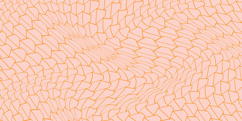 simple orange outline shape wave pattern art for banner poster background. © kowsar