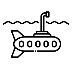 Obraz premium Submarine Icon in Water, Underwater Vessel