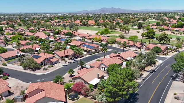 Drone Hyperlapse of Golf Course Homes and Resort Amenities in Mesa, AZ