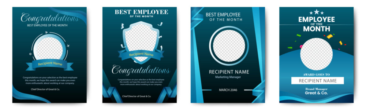 Professional Employee Of The Month square banner template. Employee appreciation banner template design. Corporate social media banner, flyer, card. vector