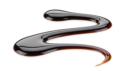 Naklejka premium Dark glossy chocolate sauce swirls on a clean white surface
