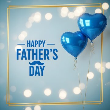Happy father's day celebration with blue balloons and lights