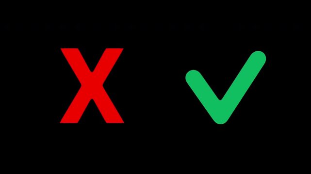 Animated Green Checkmark and Red Crossmark Confirmation Icon 3D Minimal UI Approval Symbol