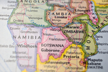 Naklejka premium Maun Botswana – Map Location with Blurred Background