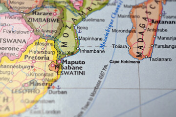 Naklejka premium Inhambane Mozambique – Map Location with Blurred Background