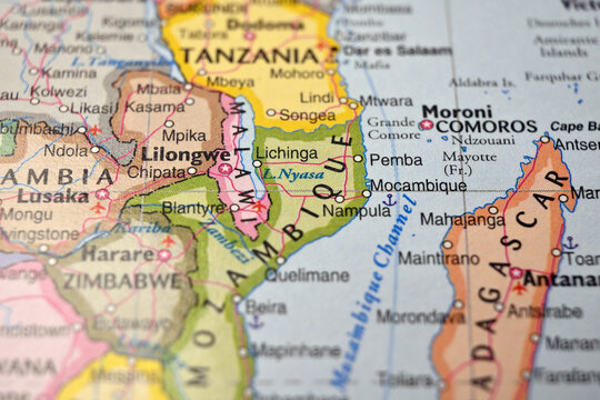 Lake Nyasa &ndash; Map Location with Blurred Background
