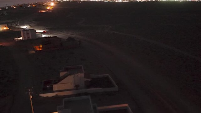 Aerial Night Hyperlapse of Luxury Beachfront Villas in Las Conchas, Mexico