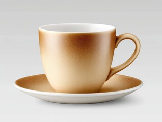 Fototapeta premium Cup and saucer on white background elegant ceramic cup and saucer set presented on a clean white surface perfect for tabletop settings