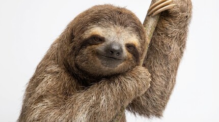 Fototapeta premium Sloth hanging from tree branch.