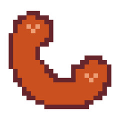Fototapeta premium Orange phone handset icon pixel art for communication graphic