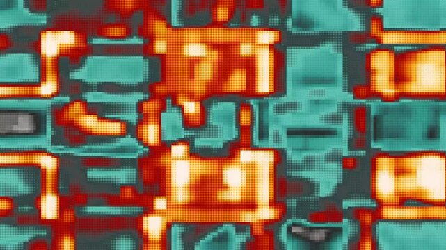 Digital Pixel Dither Overlay with Abstract Mosaic