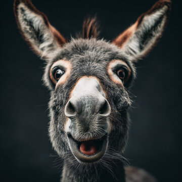 Shocked funny donkey close up meme face