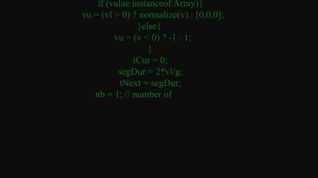 Physics simulation pseudo code animation with bouncing ball concept. Physics simulation programming concept for education visuals. Physics simulation abstract motion background.