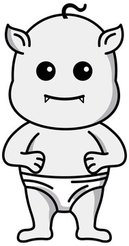 Tuyul Ghost Illustration. Editable color vector