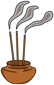 Incense Illustration. Editable color vector