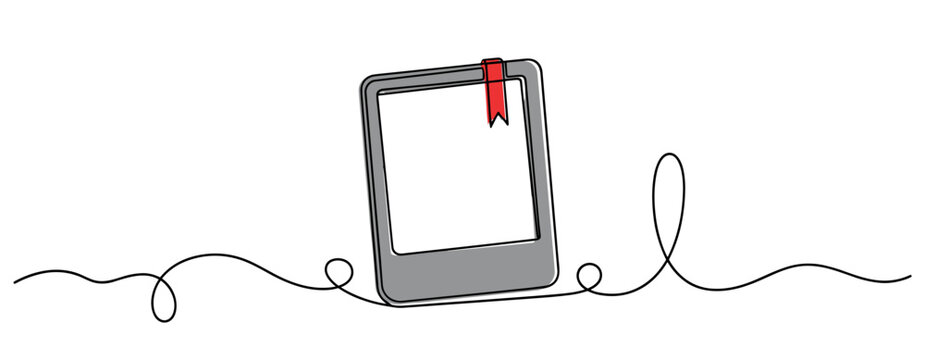 E reader tilted with red bookmark on white background. no editable strokes