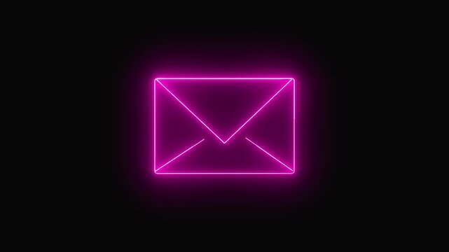 Envelope icon animation glowing mail symbol on dark background design. Envelope icon communication concept for messaging visuals. Envelope icon motion background loop.